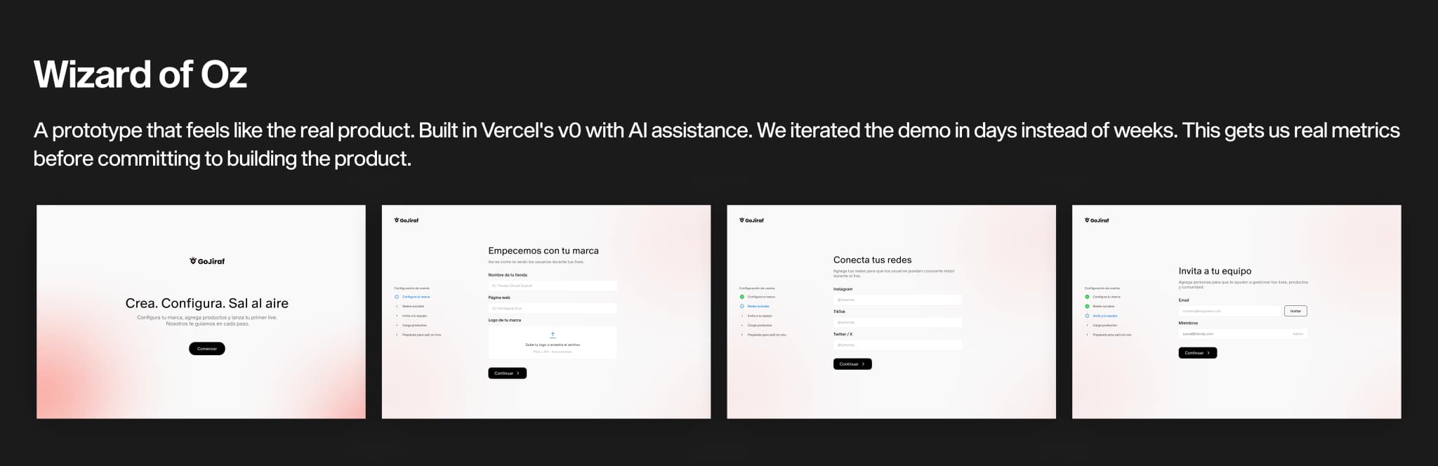 Gojiraf platform audit — dashboard, host app and live viewer flows